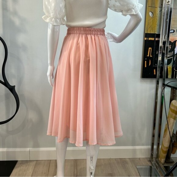 NWT Flint  Moss  Pink Chiffon Flowy Full Skirt - Picture 5 of 10